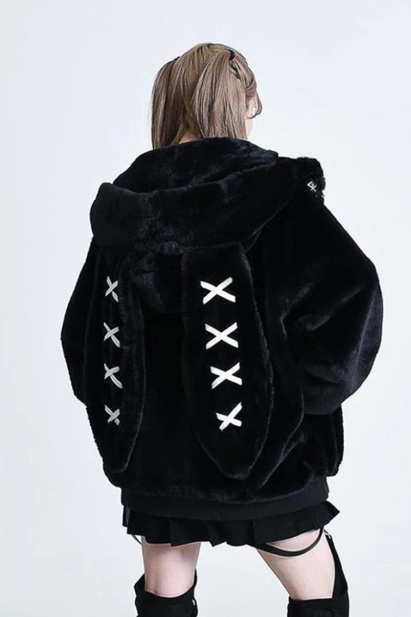 Grunge Rabbit Ear Plush Jacket