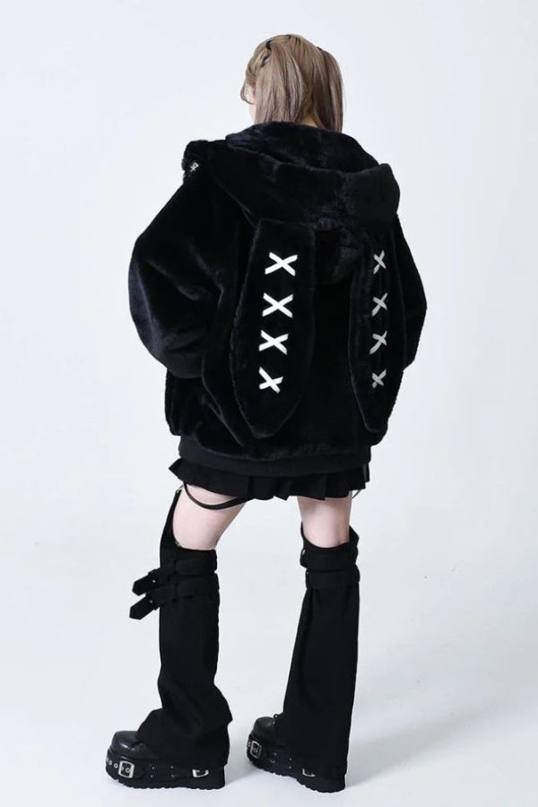Grunge Rabbit Ear Plush Jacket