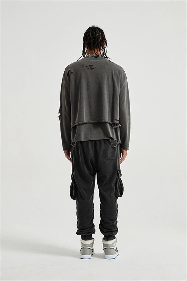 Grunge Ripped Layered Sweatshirt