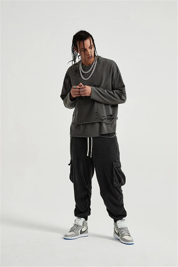 Grunge Ripped Layered Sweatshirt