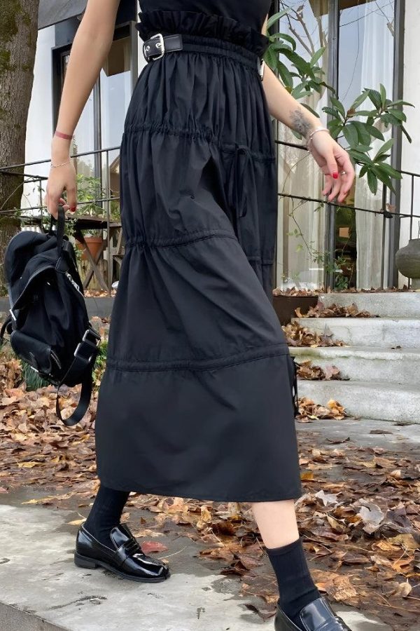 Grunge Ruched Midi Skirt