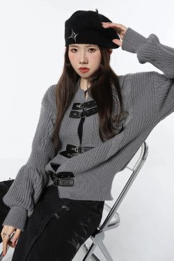 Grunge Saddle Buckle Cardigan