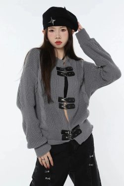Grunge Saddle Buckle Cardigan