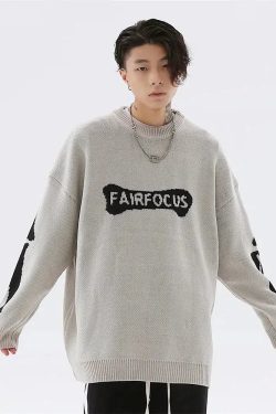 Grunge Skeleton Knitted Sweater