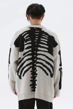 Grunge Skeleton Knitted Sweater