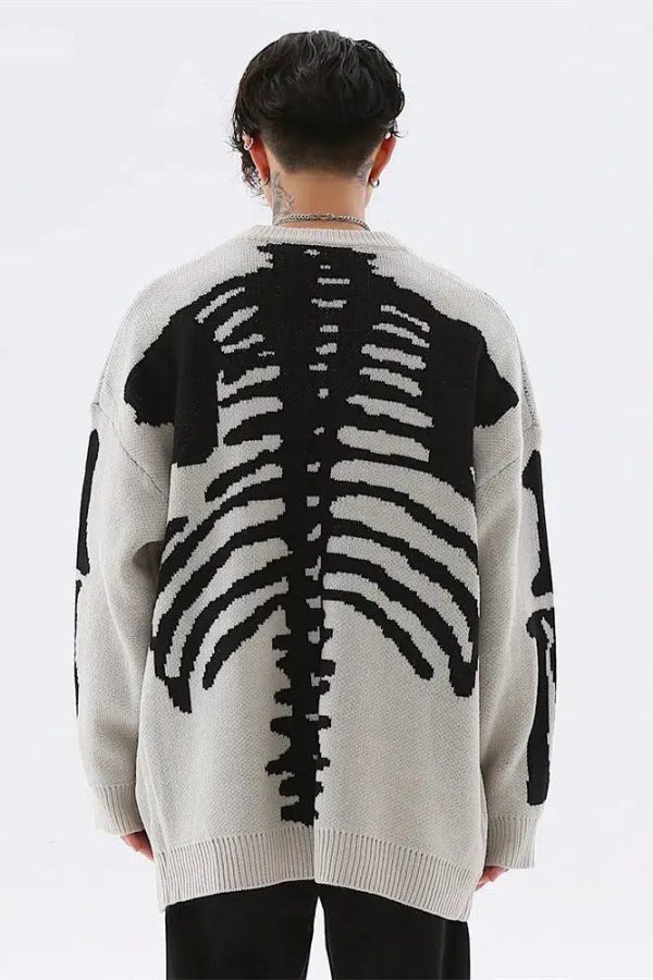 Grunge Skeleton Knitted Sweater