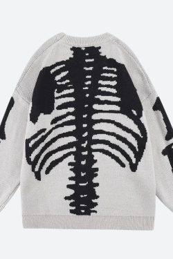 Grunge Skeleton Knitted Sweater