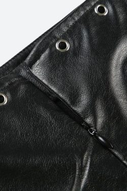 Grunge Spiked Faux Leather Mini Skirt