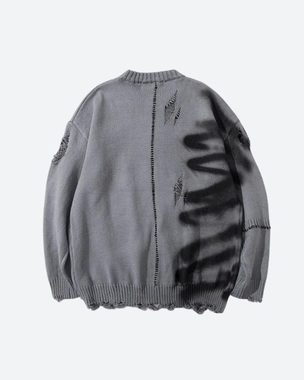 Grunge Spray Paint Distressed Knitted Sweater