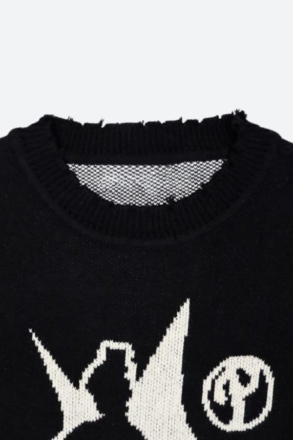 Grunge Starboy Distressed Knitted Sweater