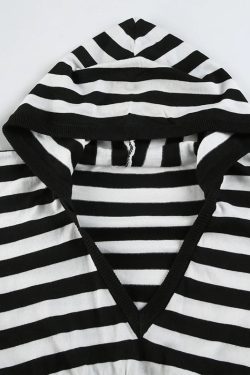Grunge Striped Hooded Crop Top