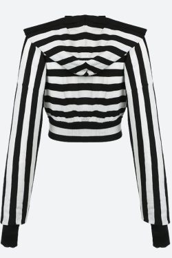 Grunge Striped Hooded Crop Top