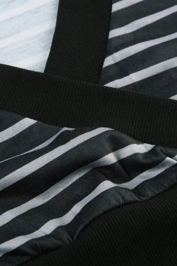 Grunge Striped Wrap Crop Top