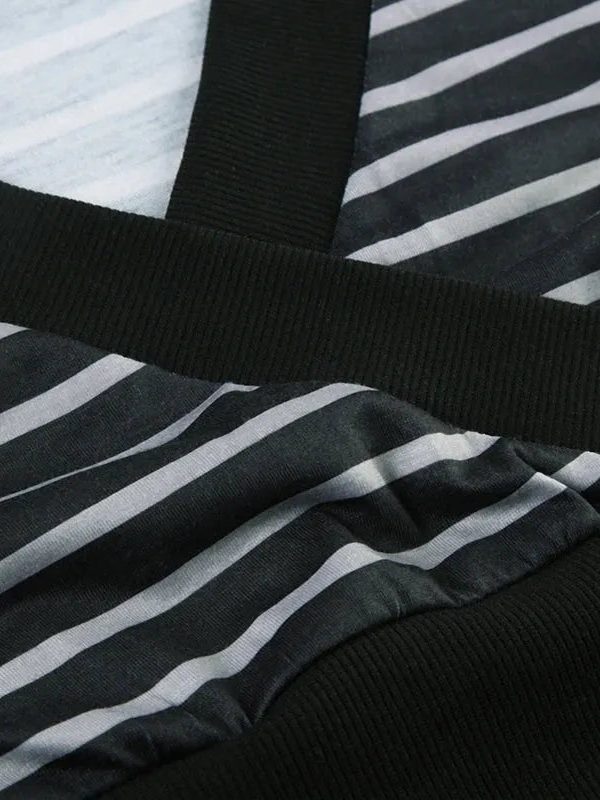 Grunge Striped Wrap Crop Top