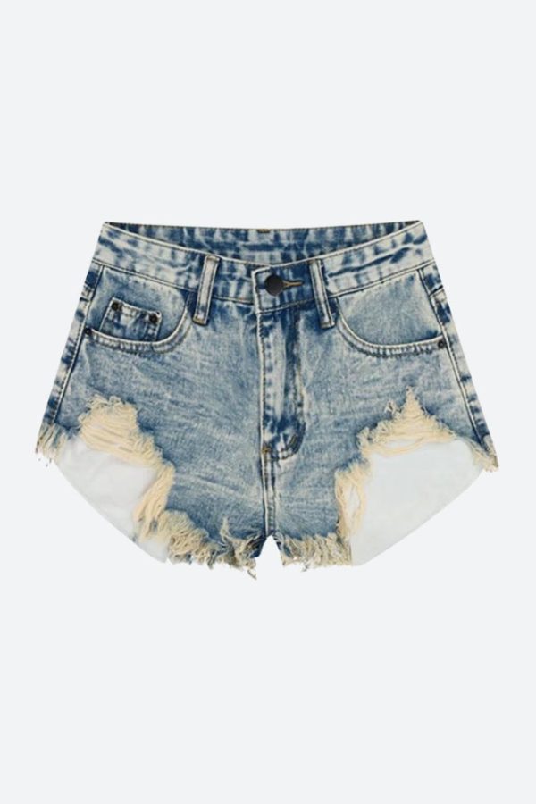 Grunge Tasseled Denim Shorts