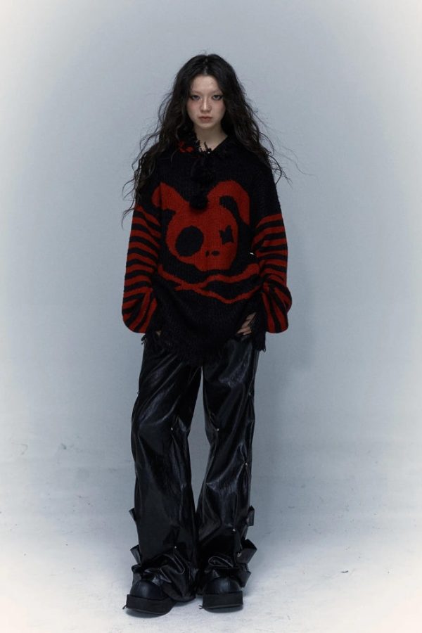 Grunge Tasseled Hooded Sweater