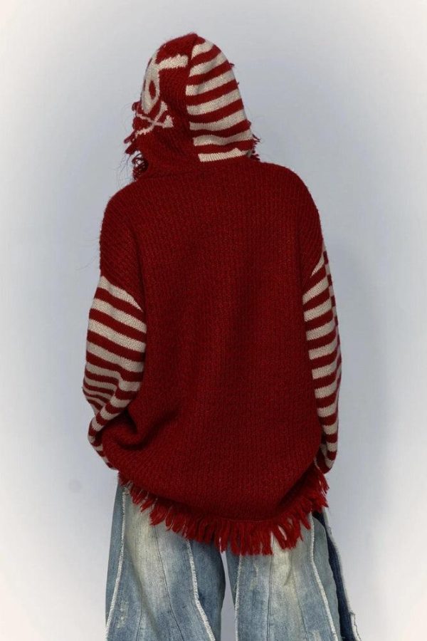 Grunge Tasseled Hooded Sweater