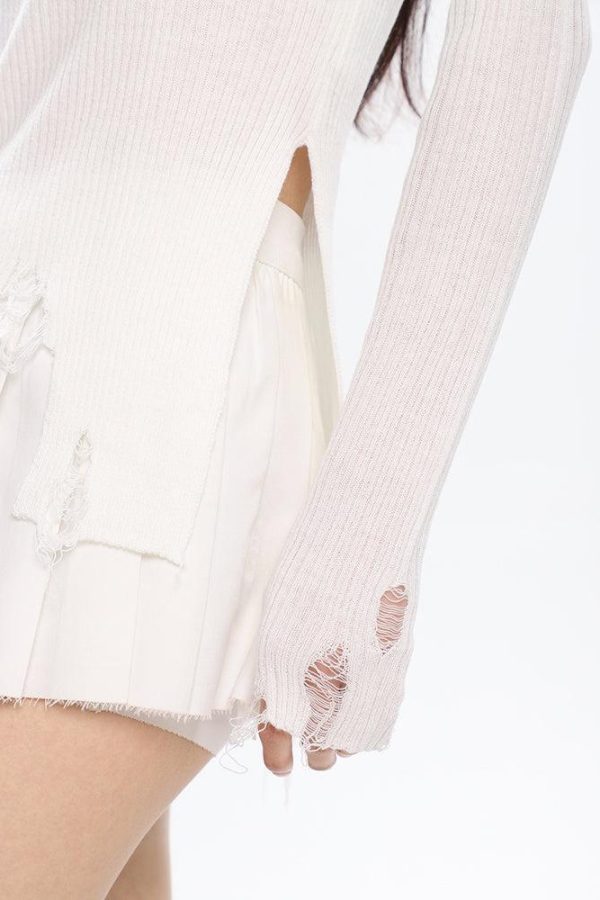 Grunge Turtleneck Distressed Sweater