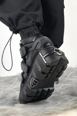 Grunge Velcro Strap Platform Boots