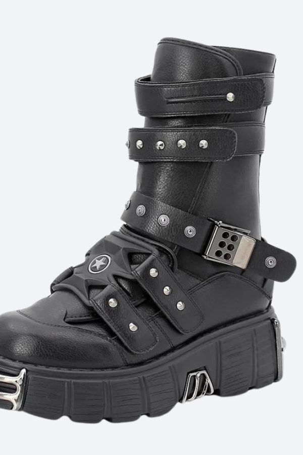 Grunge Velcro Straps Chunky Platform Boots