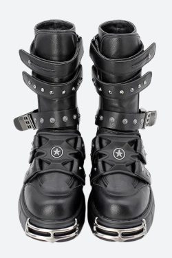 Grunge Velcro Straps Chunky Platform Boots