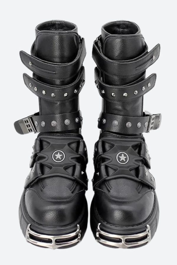 Grunge Velcro Straps Chunky Platform Boots