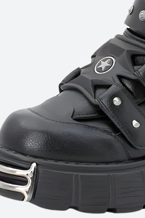 Grunge Velcro Straps Chunky Platform Boots