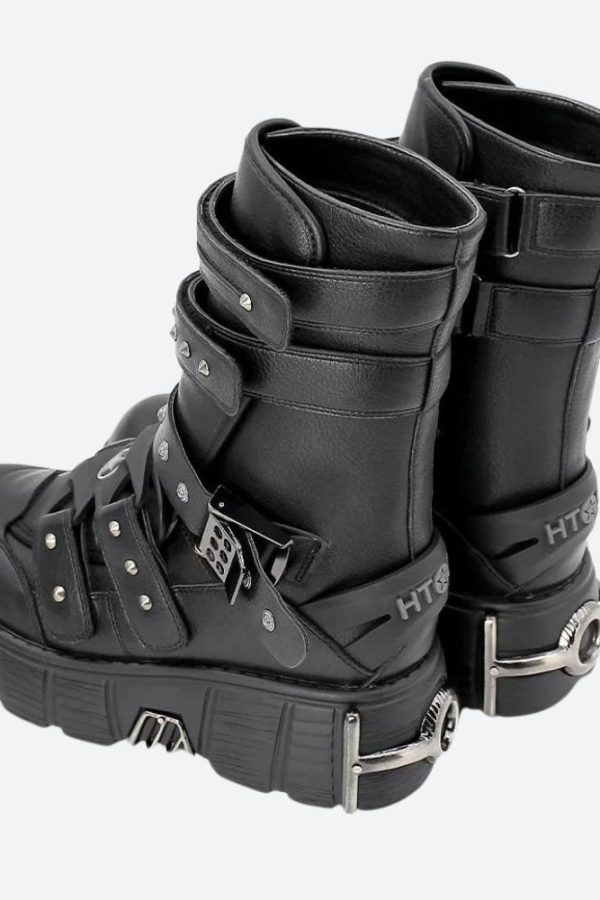 Grunge Velcro Straps Chunky Platform Boots