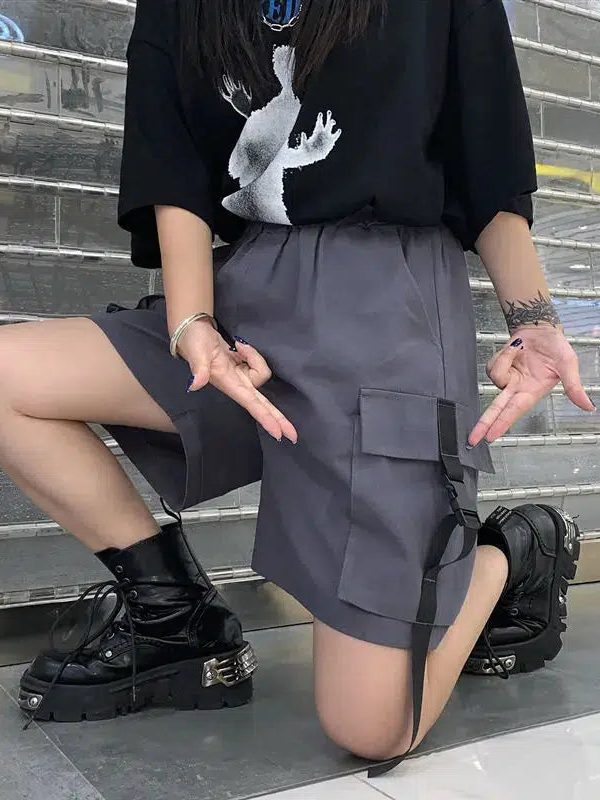 Grunge Wide Leg Cargo Shorts