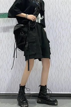 Grunge Wide Leg Cargo Shorts