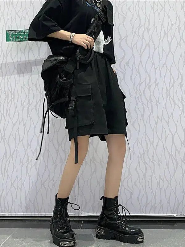 Grunge Wide Leg Cargo Shorts