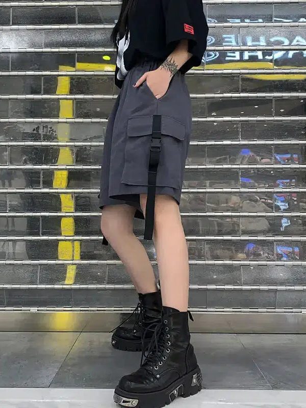 Grunge Wide Leg Cargo Shorts