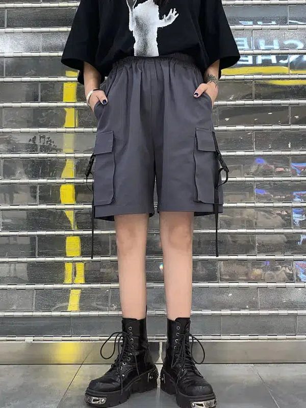 Grunge Wide Leg Cargo Shorts