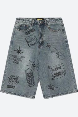 Grunge Wide Leg Denim Shorts