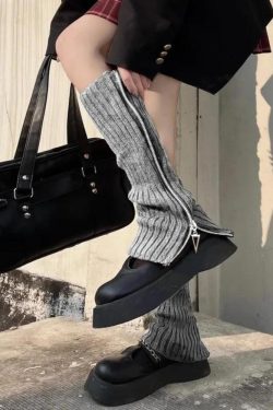 Grunge Zip-Up Knitted Leg Warmers