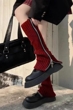 Grunge Zip-Up Knitted Leg Warmers