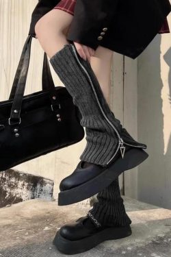 Grunge Zip-Up Knitted Leg Warmers