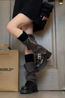 Grunge Zip-Up Knitted Leg Warmers