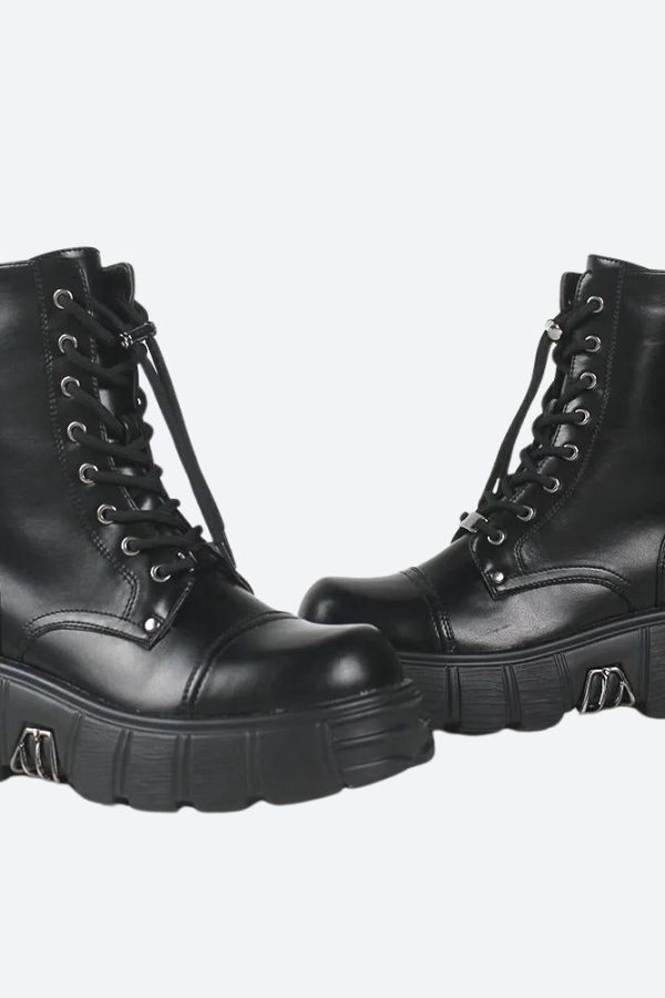 Grunge Zip-Up Platform Combat Boots
