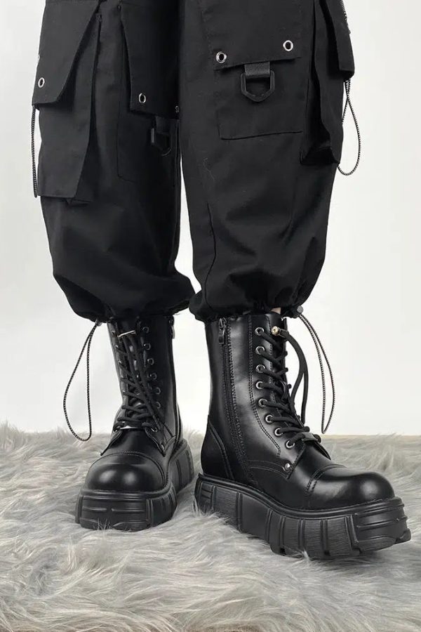 Grunge Zip-Up Platform Combat Boots