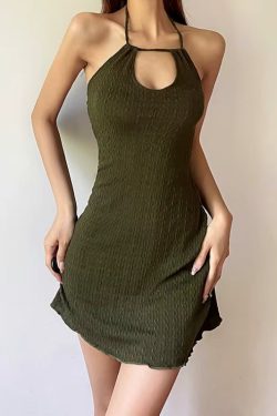 Halter Neck Knitted Mini Dress
