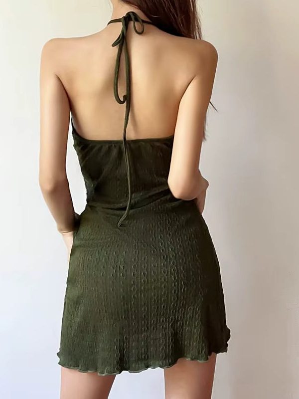 Halter Neck Knitted Mini Dress