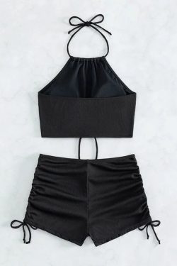 Halter Top & Swim Shorts Bikini Set
