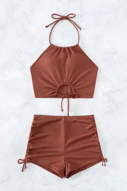 Halter Top & Swim Shorts Bikini Set