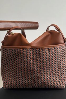 Handmade Apricot Print Patchwork Faux Leather Tote Handbag