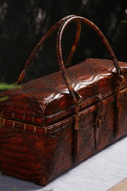 Handmade Bamboo Weaving Brown Tote Bag