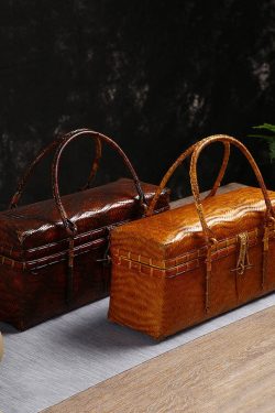 Handmade Bamboo Weaving Brown Tote Bag