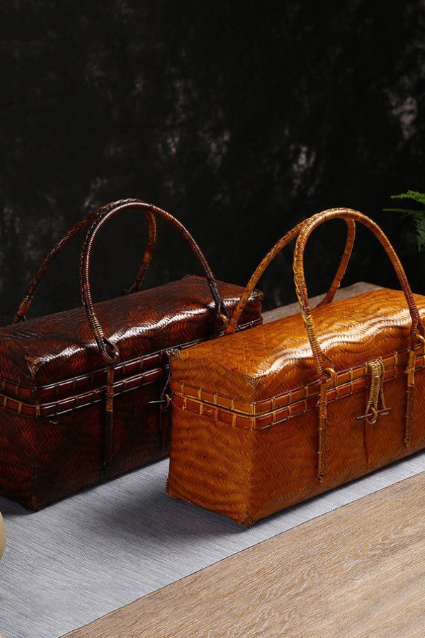 Handmade Bamboo Weaving Brown Tote Bag