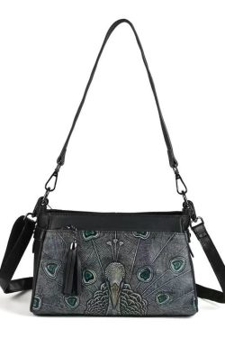 Handmade Black Animal Embossed Calf Leather Satchel Handbag