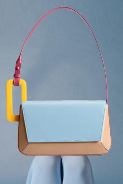 Handmade Black Geometric Shape Asymmetrical Design Faux Leather Women Handbag